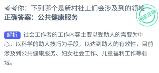 考考你下列哪个是新村社工们会涉及到的领域